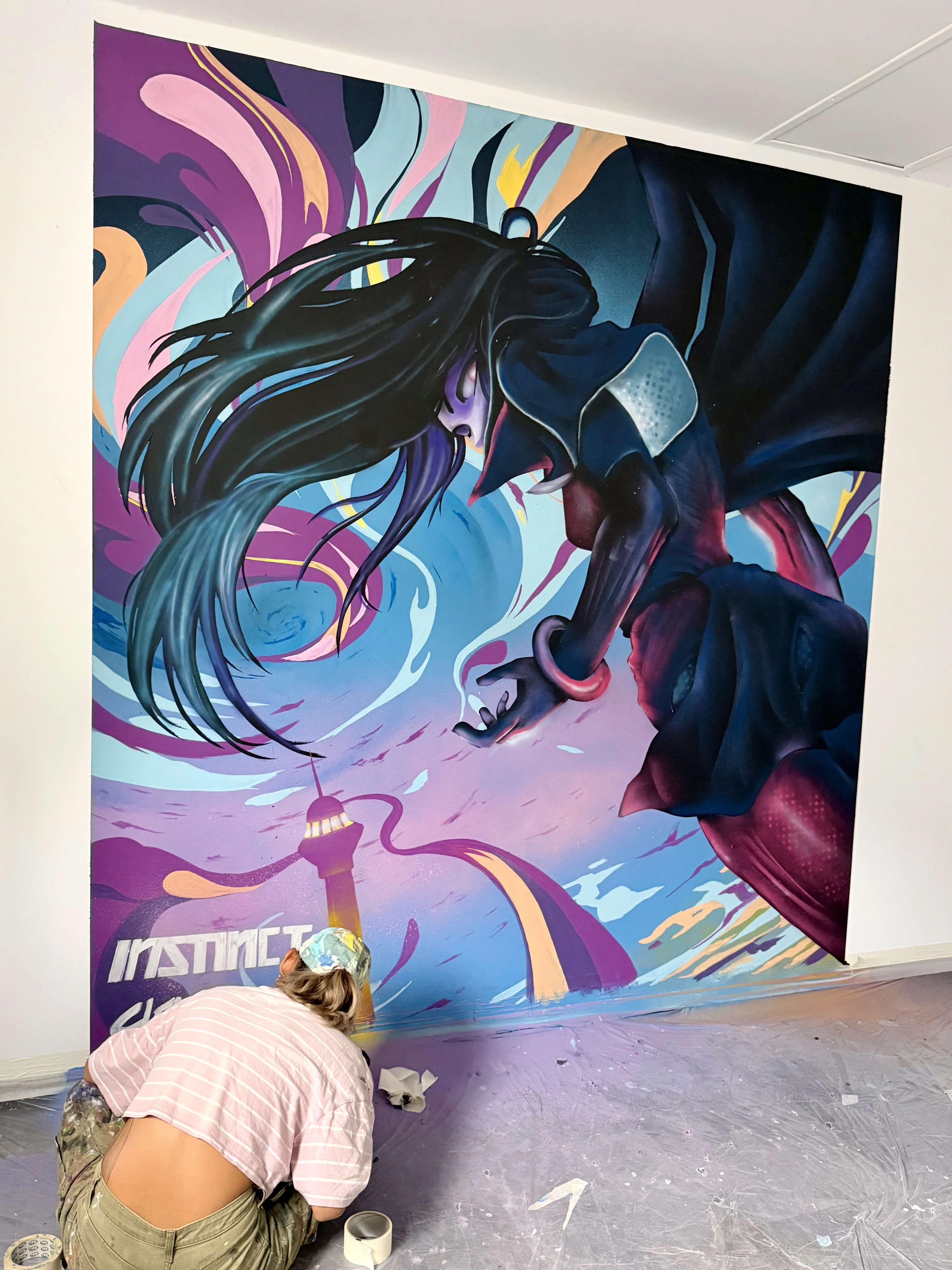 Fresque tropicale mur jardin extérieur — Clem&Natha La Réunion