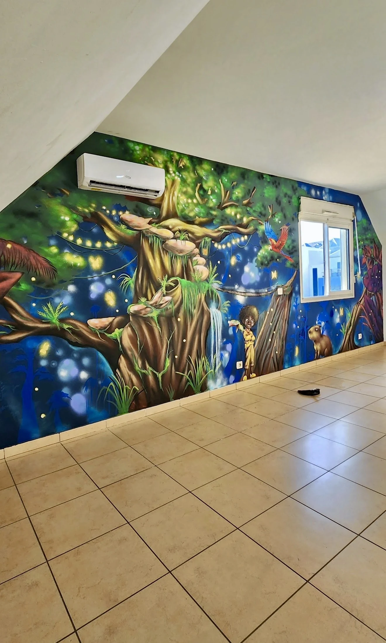 Fresque paysage mur piscine extérieur — Clem&Natha La Réunion